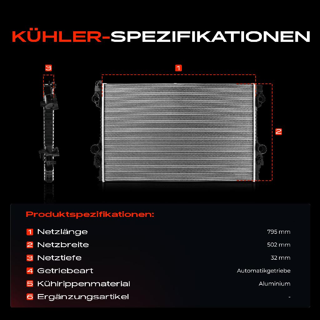 1x Kühler Wasserkühler Motorkühler für Porsche Panamera 3.0 3.6 4.8L 2009-2016