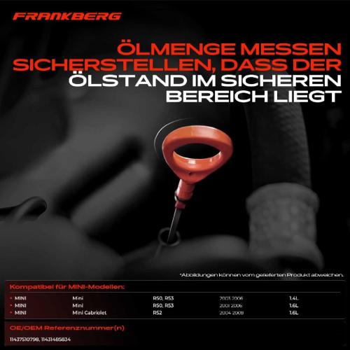 Frankberg 1x Ölmessstab Ölpeilstab Ölstab für MINI Mini Cabriolet R52 R50 R53 2001-2008 Bild Frankberg 1x Ölmessstab Ölpeilstab Ölstab für MINI Mini Cabriolet R52 R50 R53 2001-2008