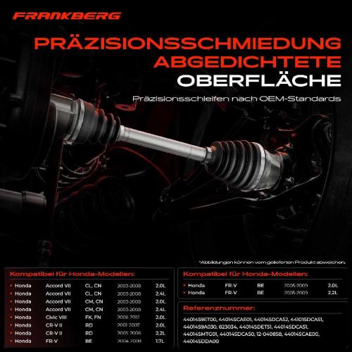Frankberg 1x Antriebswelle Gelenksatz Vorderachse für Honda Accord CL CN Civic FK FN CR-V RD FR-V Bild Frankberg 1x Antriebswelle Gelenksatz Vorderachse für Honda Accord CL CN Civic FK FN CR-V RD FR-V