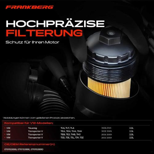 Frankberg 1x ÖlkühlerÖlfilter für VW Transporter 7EB 7EJ 7HB 7HJ Touareg 2.5L Bild Frankberg 1x ÖlkühlerÖlfilter für VW Transporter 7EB 7EJ 7HB 7HJ Touareg 2.5L