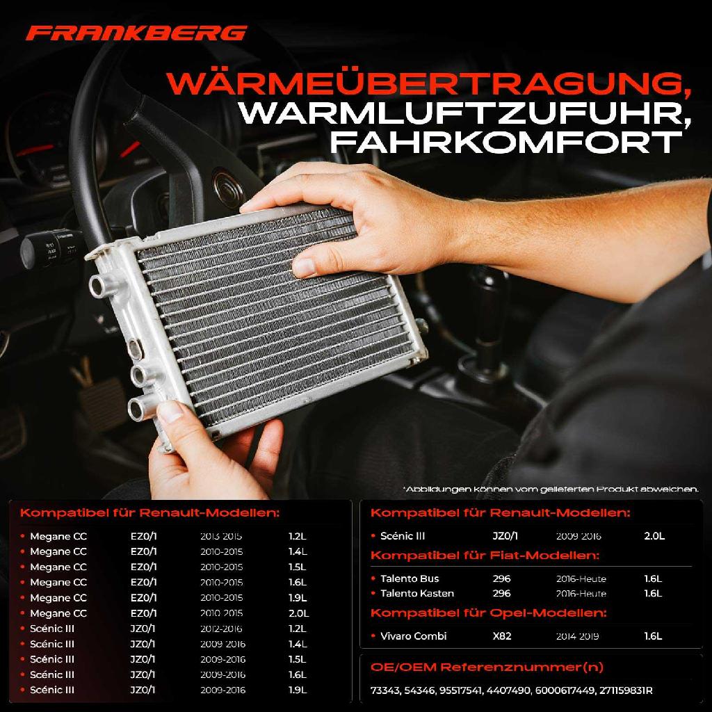 1x Wärmetauscher Innenraumheizung für Renault Megane Scénic Opel Vivaro Fiat 1.6L