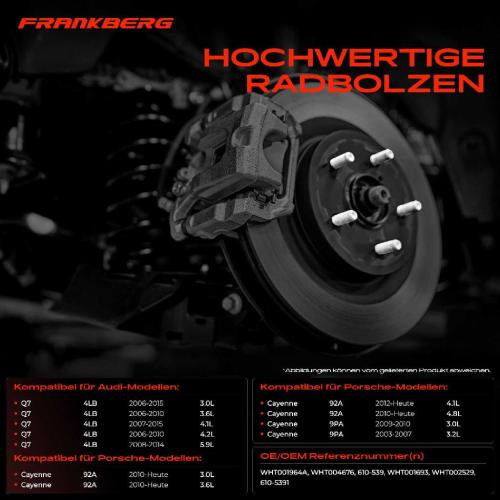 Frankberg 20x Radschraube für VW Touareg Transporter T5 Multivan Audi Q7 Porsche Bild Frankberg 20x Radschraube für VW Touareg Transporter T5 Multivan Audi Q7 Porsche