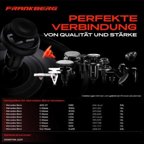 Frankberg 10x Befestigungsclips Seitenschweller für Mercedes-Benz W204 W205 A205 C204 C205 S204 S205 C218 Bild Frankberg 10x Befestigungsclips Seitenschweller für Mercedes-Benz W204 W205 A205 C204 C205 S204 S205 C218