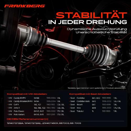 1x Antriebswelle Vorderachse Rechts für Seat Ibiza VW Caddy Golf Jetta Polo Bild 1x Antriebswelle Vorderachse Rechts für Seat Ibiza VW Caddy Golf Jetta Polo