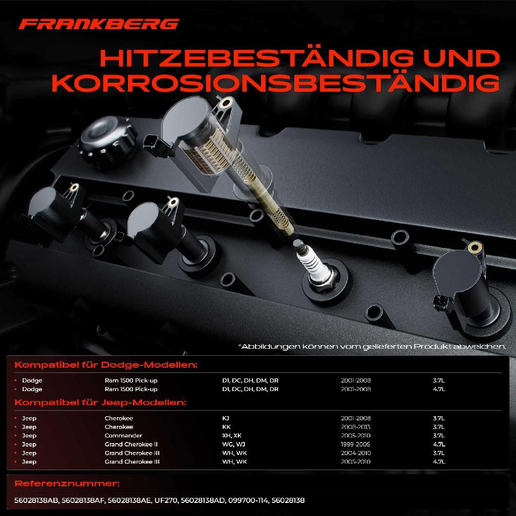 4x Zündmodul Zündspule für Dodge Ram 1500 Pick-up Jeep Cherokee Commander Grand II III 3.7L 4.7L 1999-2013