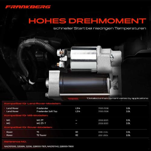 1x Anlasser Starter für Land Rover Freelander Soft Top MG ZT ZT- T 75 Tourer 2.0L 1999-2006 Bild 1x Anlasser Starter für Land Rover Freelander Soft Top MG ZT ZT- T 75 Tourer 2.0L 1999-2006