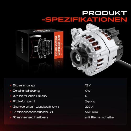 1x Lichtmaschine Generator für VW Touareg 7P5 7P6 2010-2011 3.0L Bild 1x Lichtmaschine Generator für VW Touareg 7P5 7P6 2010-2011 3.0L