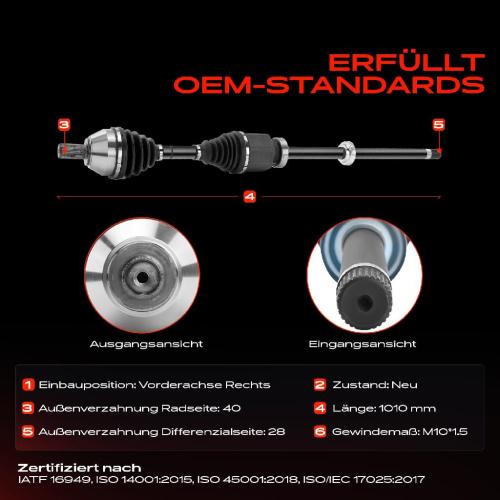 1x Antriebswelle Vorderachse Rechts für Land Rover Freelander 2 L359 2.2L 2006-2014 Bild 1x Antriebswelle Vorderachse Rechts für Land Rover Freelander 2 L359 2.2L 2006-2014