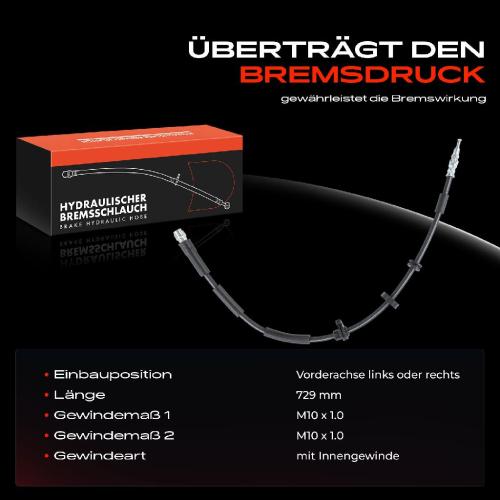 Frankberg 1x Bremsschlauch Bremsschläuche Vorderachse Links oder Rechts für BMW F10 F18 F07 F11 G31 F06 F12 F13 F01 Bild Frankberg 1x Bremsschlauch Bremsschläuche Vorderachse Links oder Rechts für BMW F10 F18 F07 F11 G31 F06 F12 F13 F01