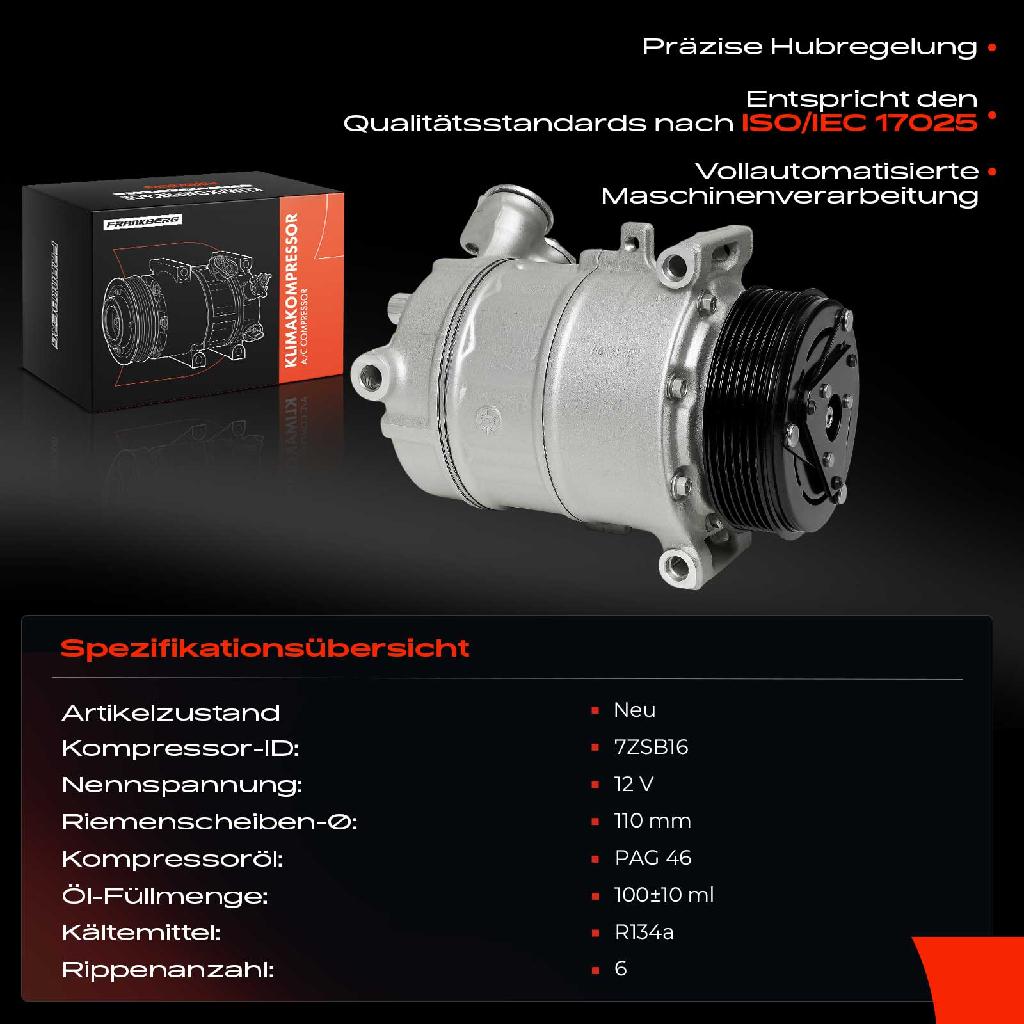 1x Klimakompressor für Ford C-Max Focus III Galaxy Mazda 3 5 Volvo S40 C30