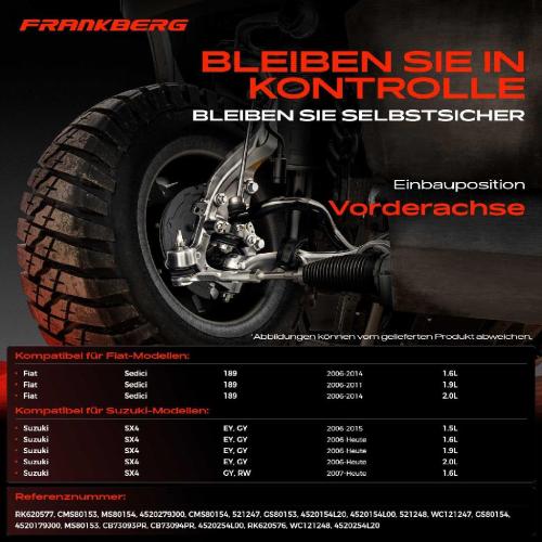 1x Querlenker Satz Vorderachse für Fiat Sedici Suzuki SX4 Stufenheck 1.6L 1.9L 2.0L 1.5L Bj ab 2006 Bild 1x Querlenker Satz Vorderachse für Fiat Sedici Suzuki SX4 Stufenheck 1.6L 1.9L 2.0L 1.5L Bj ab 2006