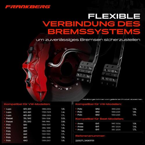 1x Bremsschlauch Bremsschläuche Vorderachse Links oder Rechts für VW Polo 6N Passat 35I Lupo Seat Arosa 6H Bild 1x Bremsschlauch Bremsschläuche Vorderachse Links oder Rechts für VW Polo 6N Passat 35I Lupo Seat Arosa 6H