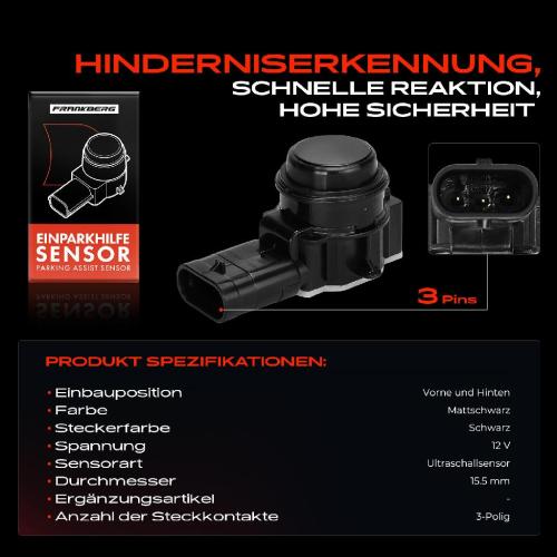 1x Parksensor PDC Sensor Vorne und Hinten für Mercedes-Benz A B-Klasse W176 W246 GLK X204 SL R231 Bild 1x Parksensor PDC Sensor Vorne und Hinten für Mercedes-Benz A B-Klasse W176 W246 GLK X204 SL R231