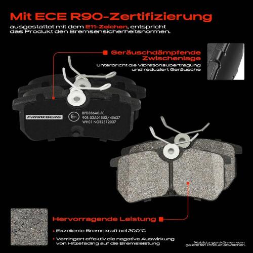 4x Bremsbeläge Hinterachse für Ford Fiesta Stufenheck V VI Van Focus Kasten/Kombi Turnier 1998-2017 Bild 4x Bremsbeläge Hinterachse für Ford Fiesta Stufenheck V VI Van Focus Kasten/Kombi Turnier 1998-2017