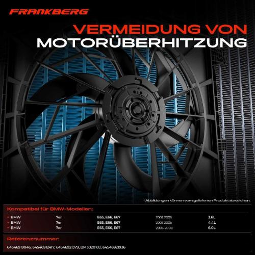 Frankberg 1x Motorkühller Einfachlüfter mit Kühlerlüfterrahmen BMW 7er E65 E66 E67 735i 745i 760i Bild Frankberg 1x Motorkühller Einfachlüfter mit Kühlerlüfterrahmen BMW 7er E65 E66 E67 735i 745i 760i