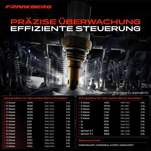 Frankberg 1x Lambdasonde Regelsonde/Diagnosesonde Vor/Nach Katalysator für Mercedes-Benz W210 S210 Sprinter Bild Frankberg 1x Lambdasonde Regelsonde/Diagnosesonde Vor/Nach Katalysator für Mercedes-Benz W210 S210 Sprinter
