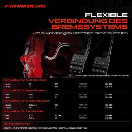 Frankberg 2x Bremsschlauch Bremsschl uche Hinterachse Links oder Rechts f r VW Golf Audi A3 Seat Leon Skoda Octavia Bild Frankberg 2x Bremsschlauch Bremsschl uche Hinterachse Links oder Rechts f r VW Golf Audi A3 Seat Leon Skoda Octavia
