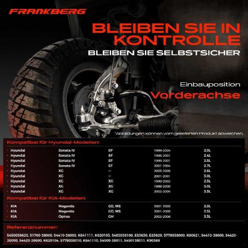Frankberg 1x Querlenker Satz Vorderachse für Hyundai Sonata IV XG Stufenheck KIA Magentis Opirus 2.0L 2.4L 1998-2006 Bild Frankberg 1x Querlenker Satz Vorderachse für Hyundai Sonata IV XG Stufenheck KIA Magentis Opirus 2.0L 2.4L 1998-2006