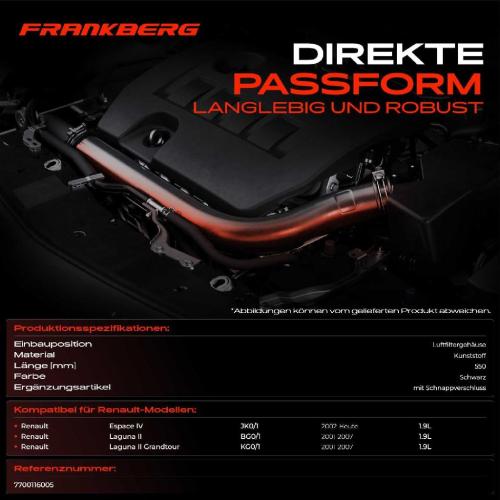Frankberg 1x Kühlerschlauch Turboschlauch für Renault Espace IV JK0/1 Laguna II BG0/1 Laguna II Grandtour KG0/1 Bild Frankberg 1x Kühlerschlauch Turboschlauch für Renault Espace IV JK0/1 Laguna II BG0/1 Laguna II Grandtour KG0/1