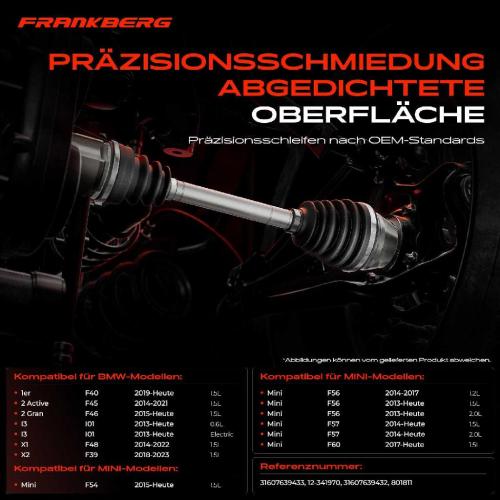 Frankberg 1x Antriebswelle Gelenksatz Vorderachse für BMW 1er X1 X2 MINI Mini F55 F56 Cooper One D Bild Frankberg 1x Antriebswelle Gelenksatz Vorderachse für BMW 1er X1 X2 MINI Mini F55 F56 Cooper One D