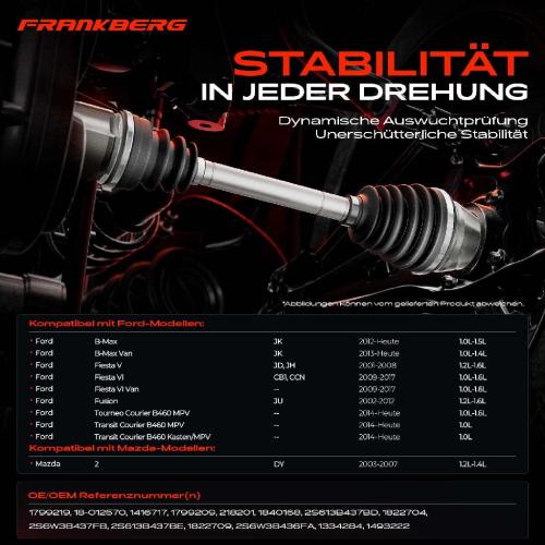 1x Antriebswelle Vorderachse Rechts für Ford Fiesta JD Fusion B-Max Mazda 2 Bild 1x Antriebswelle Vorderachse Rechts für Ford Fiesta JD Fusion B-Max Mazda 2