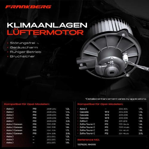 Frankberg 1x Gebläsemotor Innenraumgebläse für Opel Astra J P10 Cascada W13 Zafira C P12 Bild Frankberg 1x Gebläsemotor Innenraumgebläse für Opel Astra J P10 Cascada W13 Zafira C P12