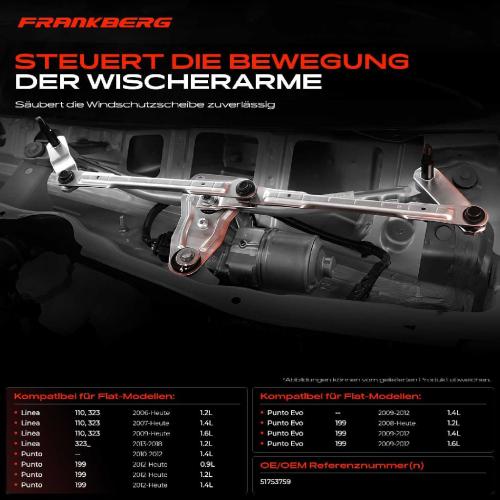 1x Wischergestänge Vorne für Fiat Grande Punto Linea Bild 1x Wischergestänge Vorne für Fiat Grande Punto Linea