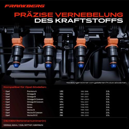 Frankberg 6x Einspritzventil Einspritzdüse für Opel Frontera A Omega B Vectra B CC Sintra Bild Frankberg 6x Einspritzventil Einspritzdüse für Opel Frontera A Omega B Vectra B CC Sintra