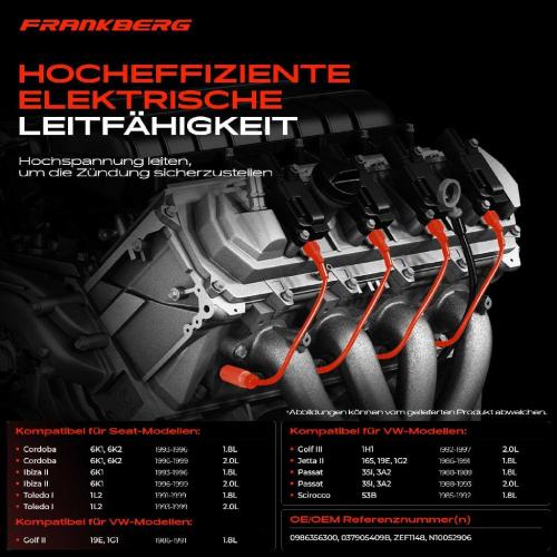 5x Zündleitungssatz Zündkabel für VW Golf II III 1H1 Passat Jetta II Seat Bild 5x Zündleitungssatz Zündkabel für VW Golf II III 1H1 Passat Jetta II Seat