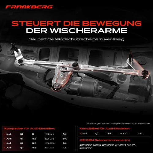 Frankberg 1x Wischergestänge Vorne für Audi Q7 4L 4LB 2006-2015 Bild Frankberg 1x Wischergestänge Vorne für Audi Q7 4L 4LB 2006-2015
