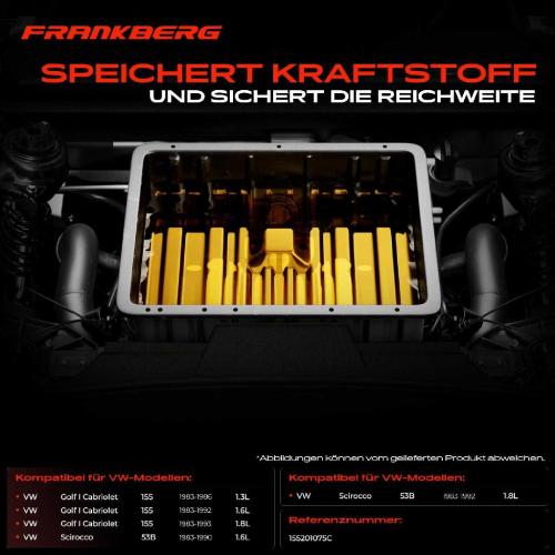 Frankberg 1x Kraftstofftank Kraftstoffbehälter für VW Golf I 155 Scirocco 1.3L-1.8L Bild Frankberg 1x Kraftstofftank Kraftstoffbehälter für VW Golf I 155 Scirocco 1.3L-1.8L