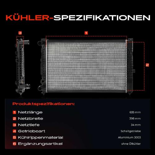1x Kühler Wasserkühler Motorkühler für VW Passat 3B2 Audi A4 A6 Skoda Superb I Bild 1x Kühler Wasserkühler Motorkühler für VW Passat 3B2 Audi A4 A6 Skoda Superb I