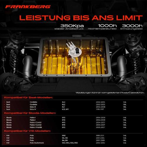 Frankberg 1x Kraftstoffpumpe für VW Polo Seat Cordoba Ibiza III IV Skoda Fabia I Combi Praktik Stufenheck 1999-2017 Bild Frankberg 1x Kraftstoffpumpe für VW Polo Seat Cordoba Ibiza III IV Skoda Fabia I Combi Praktik Stufenheck 1999-2017