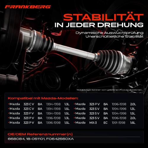 1x Antriebswelle Vorderachse Links für Mazda 323 BA MX-3 EC 1991-1998 Bild 1x Antriebswelle Vorderachse Links für Mazda 323 BA MX-3 EC 1991-1998