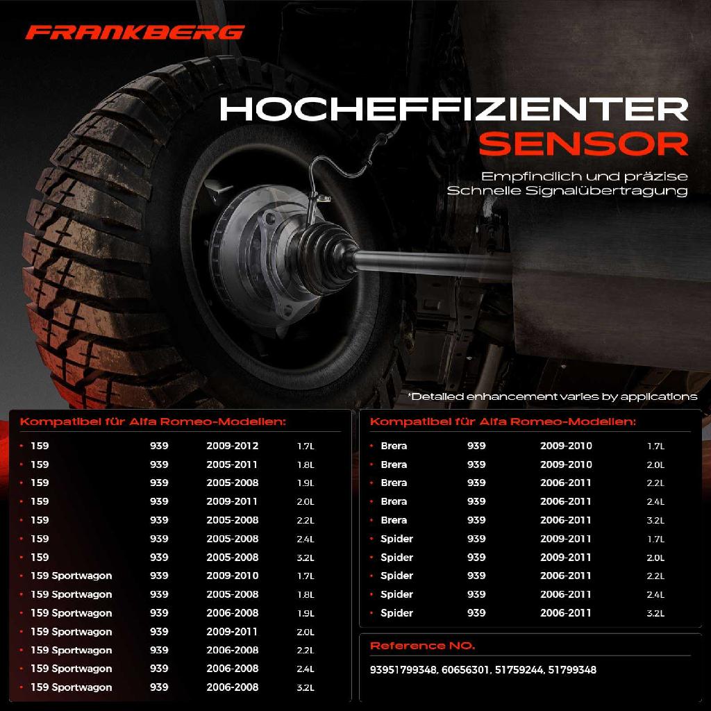 2x ABS Sensor Hinten für Alfa Romeo 159 Sportwagon Brera Spider 1.7L 1.8L 1.9L 2005-2012