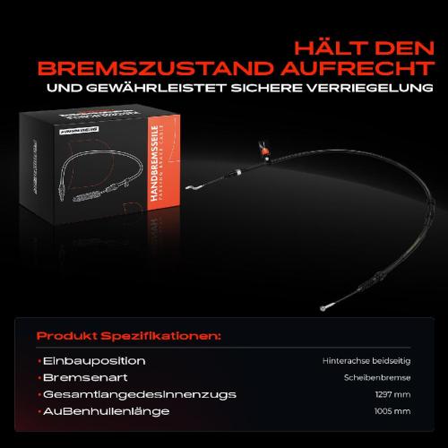 1x Seilzug Feststellbremse Hinterachse beidseitig für VW California T6 Camper Multivan V Bild 1x Seilzug Feststellbremse Hinterachse beidseitig für VW California T6 Camper Multivan V