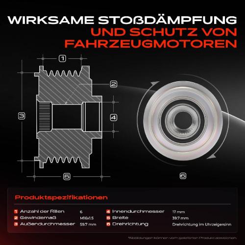 1x Generatorfreilauf Lichtmaschine für Opel Astra G H Corsa C D Meriva Zafira 1.7L Bild 1x Generatorfreilauf Lichtmaschine für Opel Astra G H Corsa C D Meriva Zafira 1.7L
