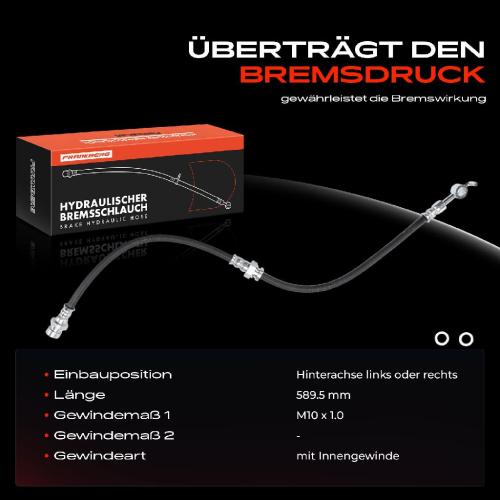 Frankberg 1x Bremsschlauch Bremsschläuche Hinterachse Links oder Rechts für KIA Carens I FC Sephia Shuma FB Bild Frankberg 1x Bremsschlauch Bremsschläuche Hinterachse Links oder Rechts für KIA Carens I FC Sephia Shuma FB