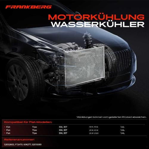 Frankberg 1x Kühler Wasserkühler Motorkühler für Fiat Tipo 356 1.4L 2015-2020 606277 Bild Frankberg 1x Kühler Wasserkühler Motorkühler für Fiat Tipo 356 1.4L 2015-2020 606277