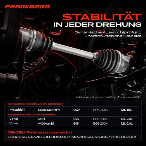 1x Antriebswelle Vorderachse Rechts für Volvo S40 I 644 VS V40 Kombi 645 VW Mitsubishi Bild 1x Antriebswelle Vorderachse Rechts für Volvo S40 I 644 VS V40 Kombi 645 VW Mitsubishi