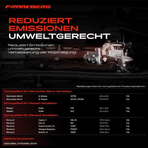 Frankberg 1x AGR-Ventil Abgasrückführungsventil für Mercedes-Benz A-Klasse W176 B-Klasse W242 W246 W415 X156 Nissan Juke Bild Frankberg 1x AGR-Ventil Abgasrückführungsventil für Mercedes-Benz A-Klasse W176 B-Klasse W242 W246 W415 X156 Nissan Juke