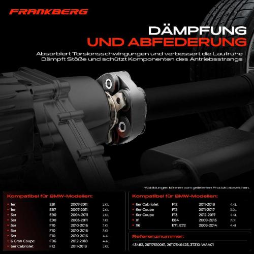 1x Gelenkscheibe Hardyscheibe Kardanwelle Vorne für BMW E90 E91 E60 E61 E81 E87 F33 G32 F01 X1 X3 X5 Bild 1x Gelenkscheibe Hardyscheibe Kardanwelle Vorne für BMW E90 E91 E60 E61 E81 E87 F33 G32 F01 X1 X3 X5