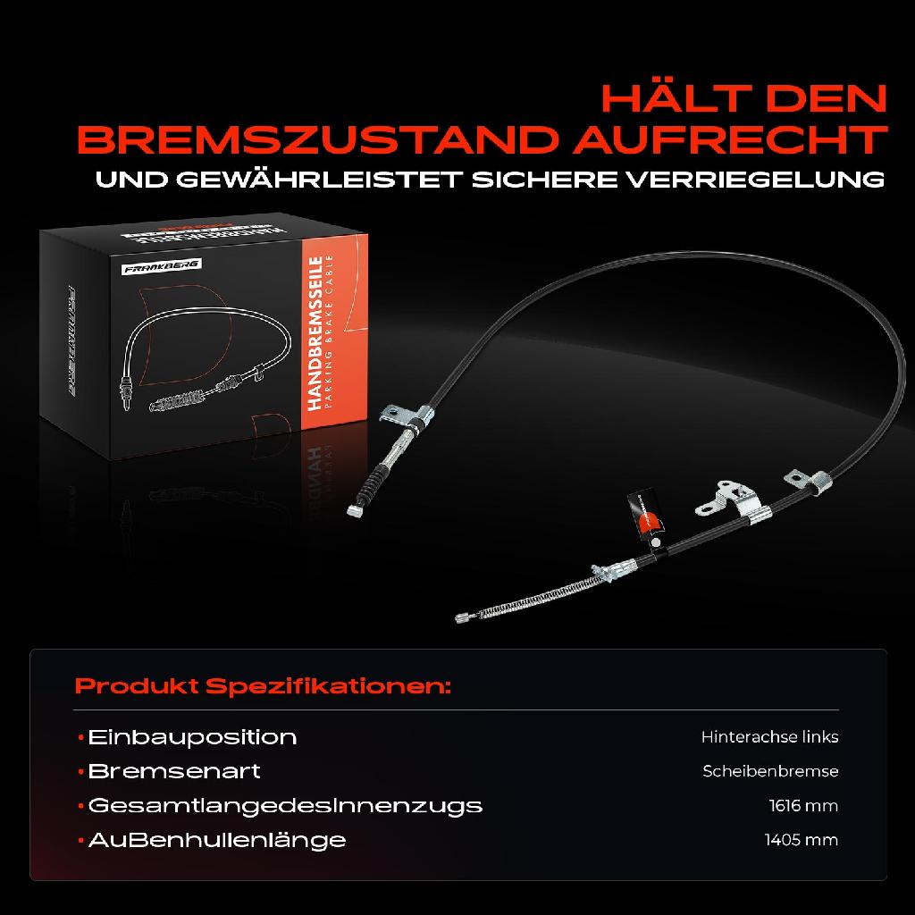 1x Seilzug Feststellbremse Hinterachse links für Toyota Corolla E12 2001-2004