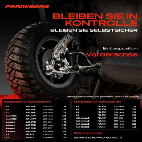 Frankberg 1x Querlenker Vorderachse für Audi A4 Allroad Avant A5 Cabriolet Sportback 1.4L 2.0L 3.0L 2.9L Bj ab 2015 Bild Frankberg 1x Querlenker Vorderachse für Audi A4 Allroad Avant A5 Cabriolet Sportback 1.4L 2.0L 3.0L 2.9L Bj ab 2015