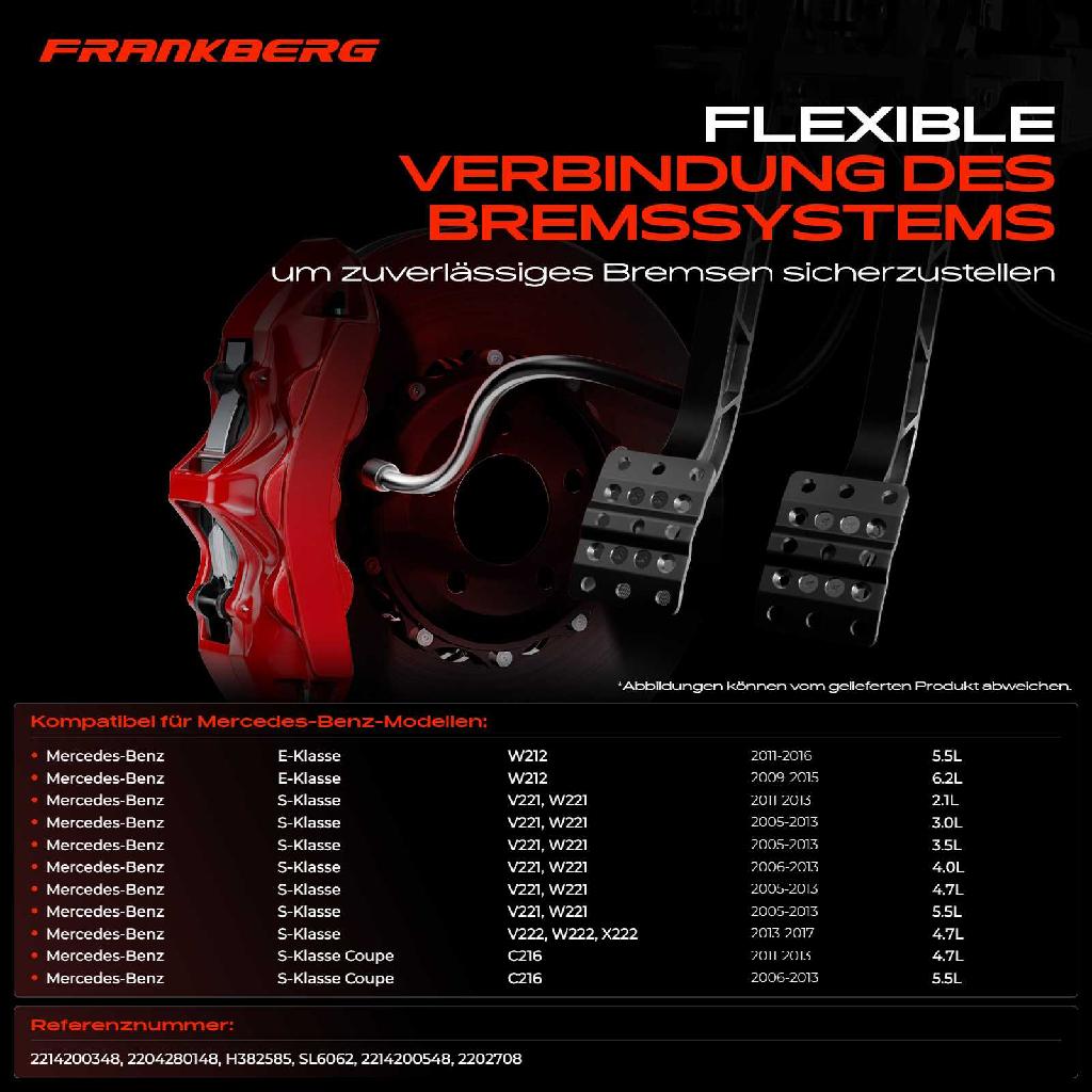 1x Bremsschlauch Bremsschläuche Vorderachse Links oder Rechts für Mercedes-Benz S-Klasse CLS E-Klasse W222 V222 X222 AMG