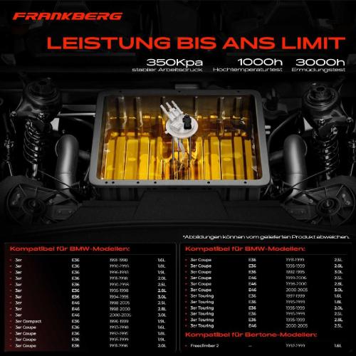 Frankberg 1x Kraftstoffpumpe für Bertone Freeclimber 2 BMW 3er E36 E46 3er Cabriolet E36 E46 3er Compact E36 Bild Frankberg 1x Kraftstoffpumpe für Bertone Freeclimber 2 BMW 3er E36 E46 3er Cabriolet E36 E46 3er Compact E36