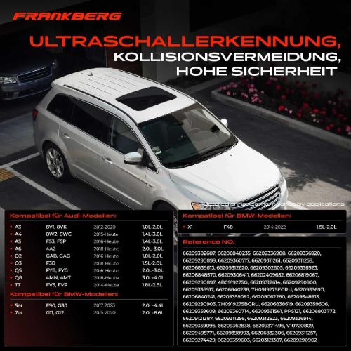 Frankberg 4x Parksensor PDC Sensor Vorne und Hinten für Audi A3 A4 A5 A6 Q3 Q5 TT BMW 2 5 6 7 Bild Frankberg 4x Parksensor PDC Sensor Vorne und Hinten für Audi A3 A4 A5 A6 Q3 Q5 TT BMW 2 5 6 7