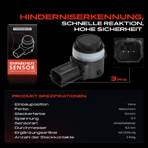 Frankberg 1x Parksensor PDC Sensor Vorne für Ford Fiesta HF HJ CB1 Transit Connect Bild Frankberg 1x Parksensor PDC Sensor Vorne für Ford Fiesta HF HJ CB1 Transit Connect