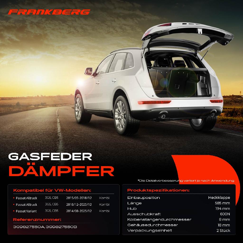 2x Gasfeder Dämpfer Heckklappe für VW Passat Alltrack Passat Variant 3G5 CB5 Kombi 2014-2021