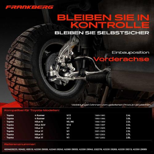 Frankberg 1x Querlenker Satz Vorderachse für VW Taro Toyota 4 Runner Hilux IV Pick-up SUV V VI 2.7L 2.8L 1987-2005 Bild Frankberg 1x Querlenker Satz Vorderachse für VW Taro Toyota 4 Runner Hilux IV Pick-up SUV V VI 2.7L 2.8L 1987-2005